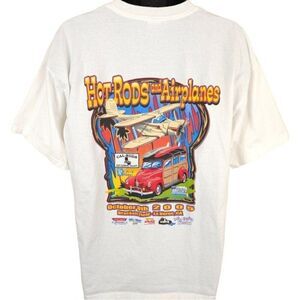 Hot Rods And Airplanes T Shirt Mens Size XL Vintage Y2K 2005 La Verne Car Show